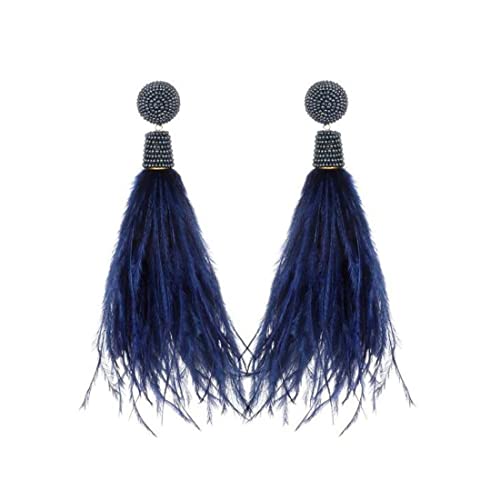 Suzanna Dai Navy Feather Earrings