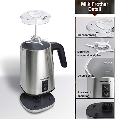 Elektrischer Milchaufschäumer, 3 in 1 automatischer 350 ml Milchdampfer aus rostfreiem Stahl, kalt und heiß mit… – Bild 3