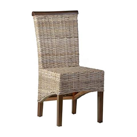 MiaMöbel Esszimmerstuhl 49x98x49 cm Landhausstil Massivholz Wasserhyazinthe Mahagoni Grau Cover