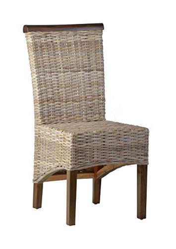 MiaMöbel Esszimmerstuhl Rattan 49x98x49 cm Landhausstil Kubu Rattan...