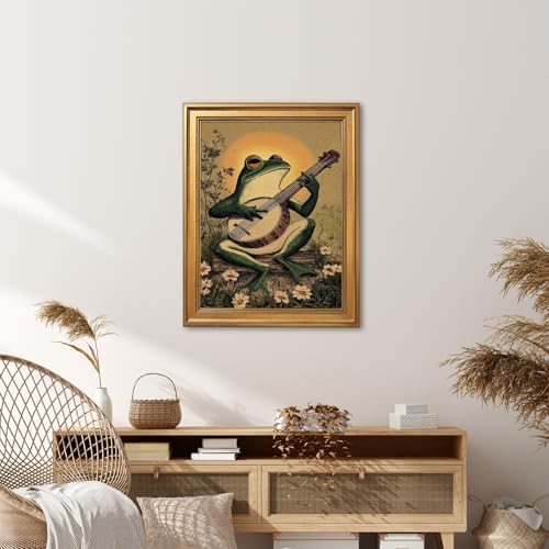 Toile murale grenouille banjo cadre doré déco mur - 5