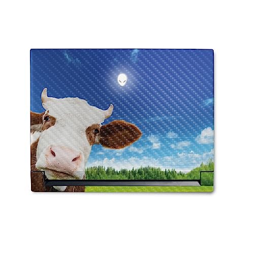 Image of MightySkins Carbon Fiber Skin Compatible with Alienware M18 R1 (2023) Full Wrap Kit - Cow Face | Protective, Durable Textured Carbon Fiber Finish | Easy to Apply & Change Styles | Made in The USA