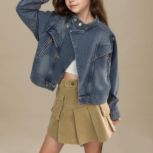 Girls Denim Jacket Casual Comfortable Retro Denim Coat Kids Button Up Long Sleeve Outwear Fall Winter Clothes4