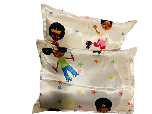 Image of Satin Crib Fitted Sheet for Baby Girls,Boys, Toddler Bed, daybed to retain Hair Moisture Size (Toddler Pillow case13 x 18 inches, Skater Princess)