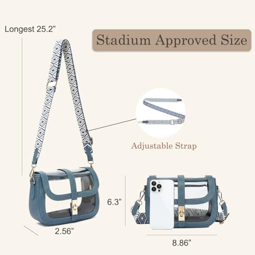 Image of LOXOMU Clear Bag for Stadium Events, Cute Clear Crossbody Bag Stadium Approved, Small Clear Concert Purse for Women
