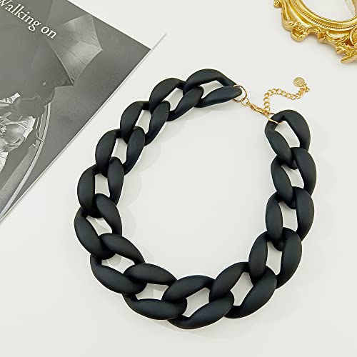 Firstmeet Chunky Acrylic Necklace Smooth Chain Link Cool Statement Choker Cuban Style Jewelry Gift For Women thumb #3