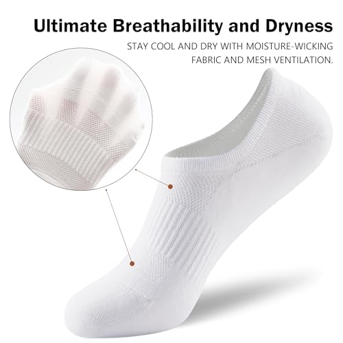 DOKUTOKU 6-Pack Womens No Show Socks Size 6-11 Thin Cotton White Invisible Liner Socks2