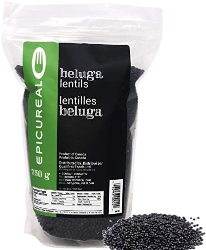 Epicureal Black Beluga Lentils - 750 g (1.65 Lb) | All Natural, Non GMO, Product Of Canada