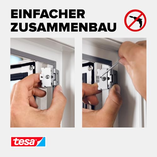 tesa Insect Stop FALT Tür Adapter für Alu-Rahmen - Tür-Klemme für die Montage von Insektenschutz-Türrahmen ohne Bohren oder Schrauben - Weiß