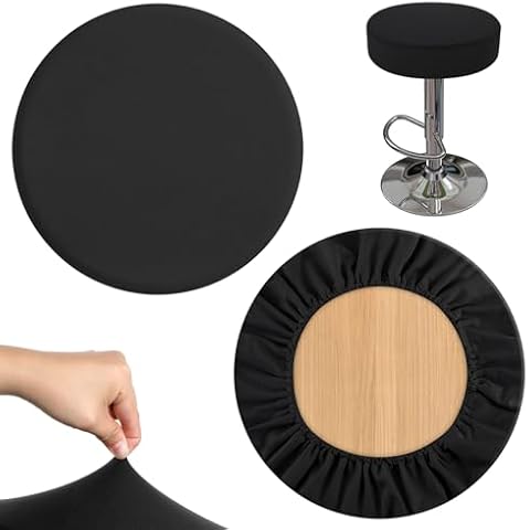 Teaaha Round Bar Stool Covers, Black Cover