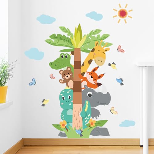 Vinilo decorativo animales caricatura safari jungla para niños miniatura 3