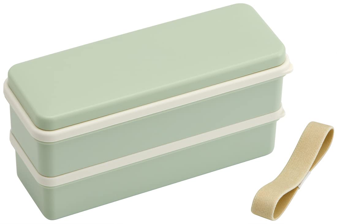 Skater SSLW6AG-A Women's 2-Tier Bento Box, 21.2 fl oz (630 ml), Slim Lunch Box with Chopsticks, Made in Japan, Dull Green : Home & Kitchen