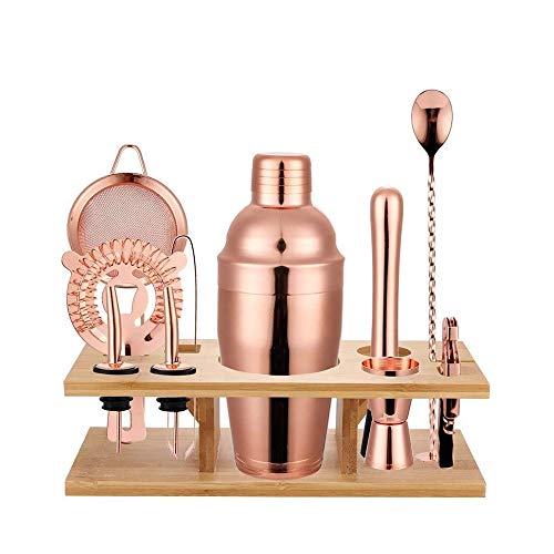 Kit de barman negro de diseño elegante en acero inoxidable con soporte de almacenamiento