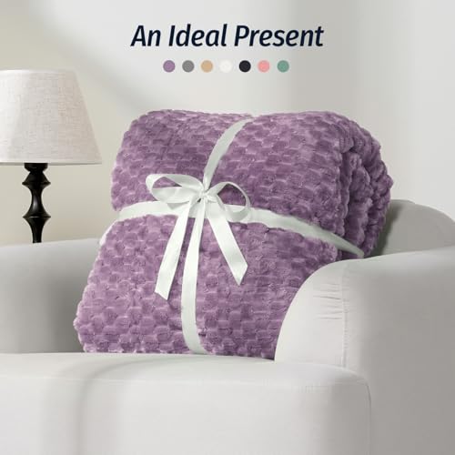 Wemore Fleece Weighted Blanket for Adults (60" x 80" 20lbs, Purple), Dual Sided Cozy Soft Sherpa Heavy Blanket, 3D Imitation Turtle Shell Warm Jacquard Flannel Weighted Blankets for Couch and Bed