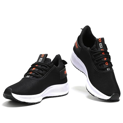 Tênis Masculino para Corrida, Caminhada e Academia, Preto/Branco (Preto/Laranja, BR, Adulto, Numéric