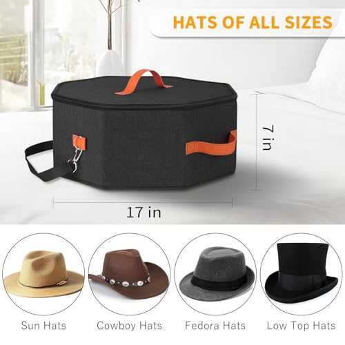 kushon Hat Storage Box for Women & Men, Hardboard Support Hat Boxes with 1 Door Hook Hat Organizer, Cowboy Hat Box for Travel, Hat Bag Hat Case (Black) by kushon - Image 4