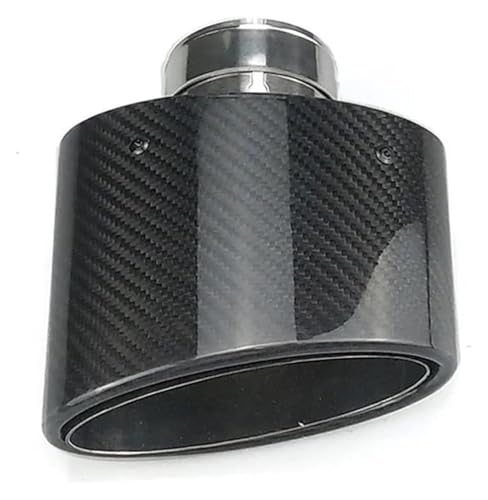 Silenciador de escape universal ovalado acero inoxidable punta carbono brillante 150mm entrada 60mm