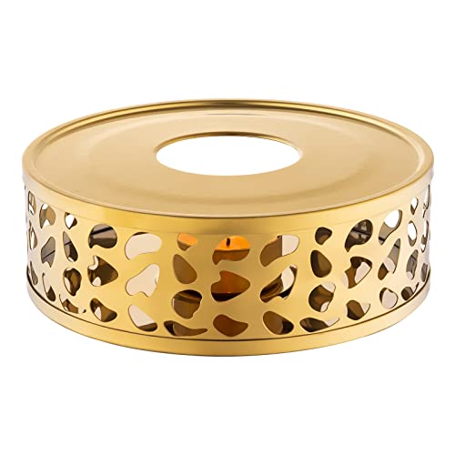 Image of Simtive Teapot Warmer, Brushed Stainless Steel Tea Warmer with Tealight Holder, Gold (Pack of 2)