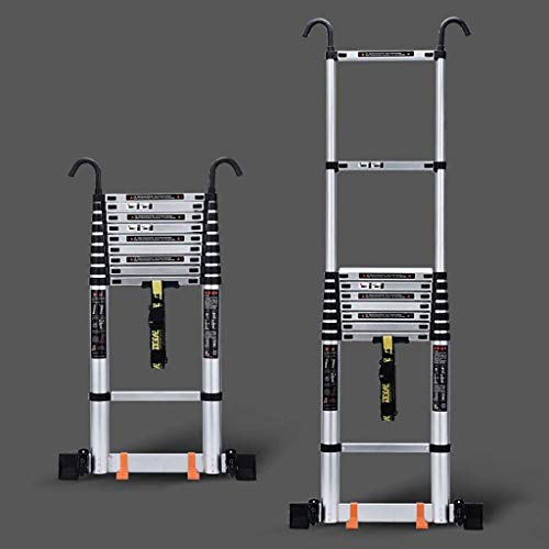 Preisvergleich Produktbild BBG Einfach Und Multifunktions Praktische Folding Teleskopleiter, Hebe Treppen Technik Leiter, Wheeled Folding Leitern Haushaltsaluminiumlegierung Extend Ladder,5.1M