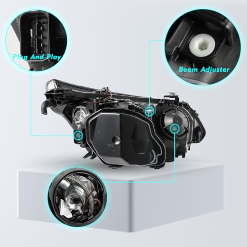 TUSDAR Left Driver Side Fit for 2008-2010 BMW E61 528i 535i 550i Xenon/HID AFS Headlights w/DRL Replacement, Factory Projector Headlamp Black Housing 63127045695 by TUSDAR - Image 3
