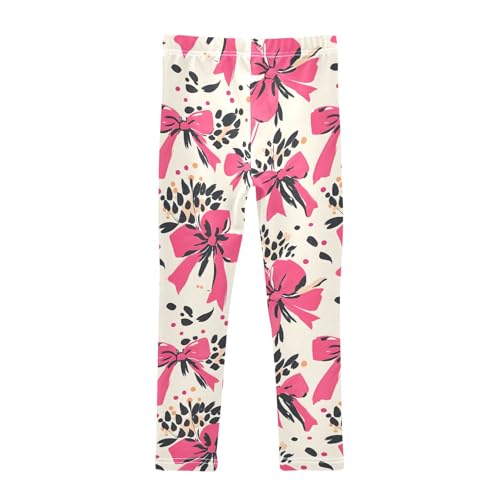 Pink Bow Leopard Print Girls Leggings Soft Stretch Workout Yoga Dance Pants for Kids Casual Tights2