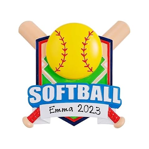 HOBBY HOME ACCESSORIES New Softball Shield Personalized Softball Girl Christmas Tree Ornament 2023 | College Student Woman Softball Ornament Softball bat - Free Personalized (Softball Shield) Cover