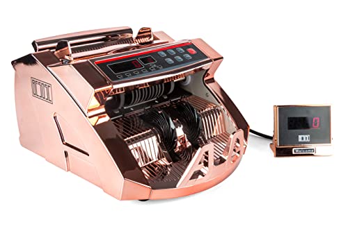 Rose Gold Money Counter by BESOSC with UV/MG Detection, 80W Bill...