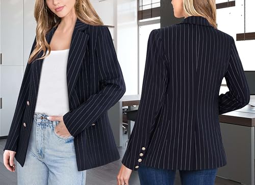 VFSHOW Womens Work Business Blazers Open Front Notch Lapel Double Breasted Office Back Slit Pockets Jackets Blazer3