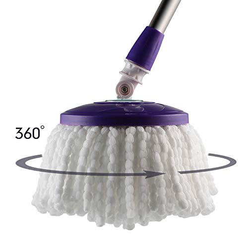 4 Premium Replacement Mop Heads Refills for Universal 360° Spin Magic Mop, Hurricane Compatible Standard Replacement Round Spin Mop Heads Microfiber (White)