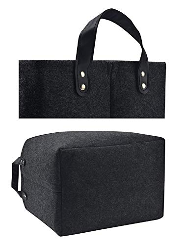 Guozi Storage Basket, [2 Pack] Collapsible Rectangular Felt Storage Bins With Pu Handles, Large Laundry Basket Storage Solution For Office Nursery Wardrobe Bookshelf Bedroom Keepsake Toys #TOP2