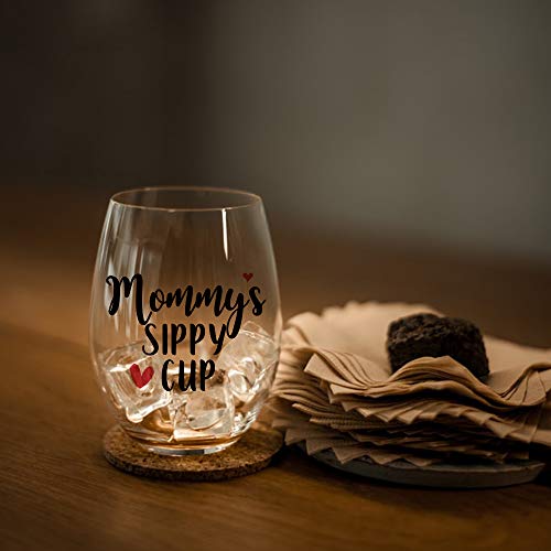 Perfectinsoy Mommy's Sippy Cup, Funny Wine Glass 15Oz, First Mothers Day Gifts For Mom, Wife, Birthday Gift For Mom, Funny Mom Gifts From Daughter, Son, Mom To Be, New Mom, Pregnant Mom #TOP6