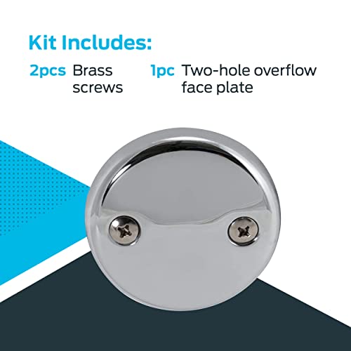 Ez-Flo Two-Hole Bathtub Overflow Face Plate With Brass Screws, Chrome, 35245 #TOP4