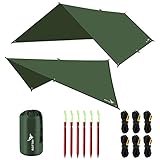 Rottay Waterproof Camping Tarp, Lightweight Hammock Rain Fly Sunshade, Tent Footprint Backpacking Tarp for Camping, Hiking and Outdoor Activities