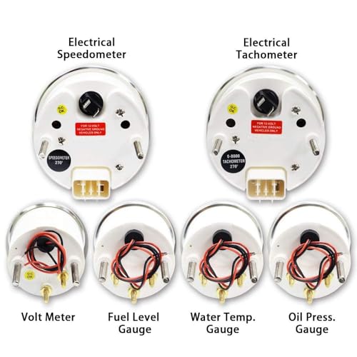Image of MOTOR METER RACING Classic Electrical GPS 6 Gauge Set Red Dial White Needle