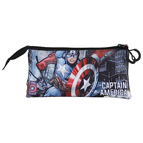 Marvel Captain America Defender-FAN Triple Pencil Case 2.0, Multicolour, 23 x 11 cm - Image 3
