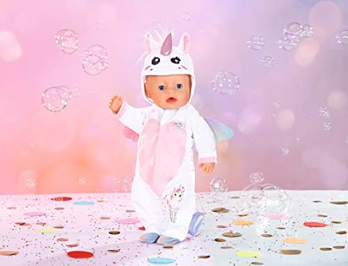 BABY born 832936 Unicorn Onesie-Fits Dolls up to 43cm-Set Includes All-in-one Onise with Hanger-Suitable for Children Aged 3+ years-832936