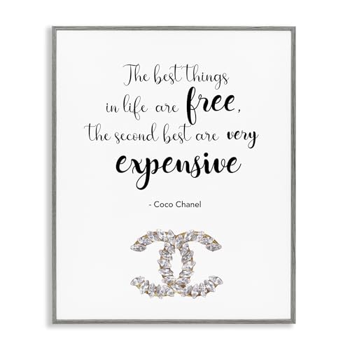 Image of 'Best Things In Life Fashion Phrase'| Framed Giclee Art | Stupell Industries | Gray, 16 x 20 Inches, Easy to Hang and Sturdy, Made in USA, by Ziwei Li
