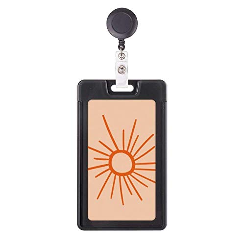 Étui badge rétractable Sunshine orange soleil peint à la main pour carte de bureau