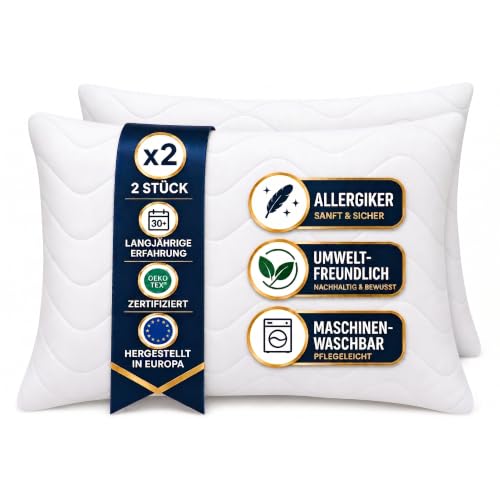 FAM Home Kopfkissen 50x60 2er Set – Schlafkissen weich & atmungsaktiv