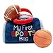 4 Piece Plush My First Sport Bag Play Set with Sensory Toy Balls for Baby, Blue All Sports, 6 inch, Basketball, Baseball, Football