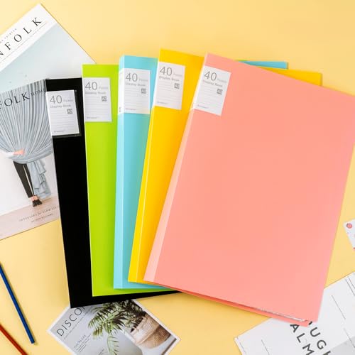 Srvnpioy 2 Stück A3 Päsentationsdisplay Buch, Sichtbuch in A3 Format, Mit 20 Klarsichthüllen für 40 Blatt, für Kunstwerke, Urkunden, Portfolio, Schwarz