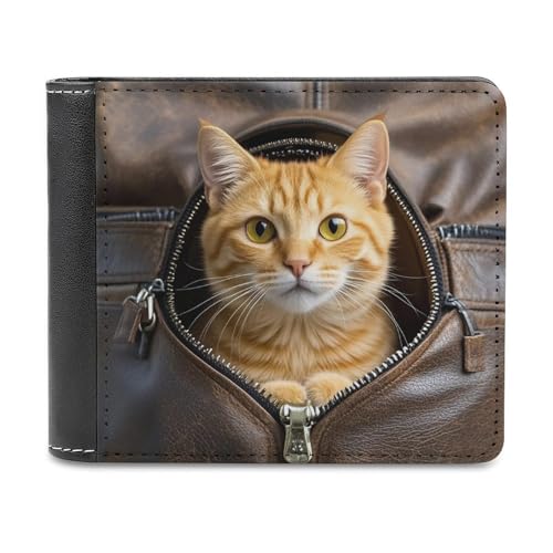 FodPand Cat Peeks Out of Pocket Wallet �����Y ���f�B�[�X PU���U�[ �X���� �J�[�h�z���_�[ 8�̃J�[�h�X���b�g�t�� �~�j�}���X�g�̓�܂���z �t�����g�|�P�b�g���z ���s�M�t�g�� �X�^�C���b�V���ȍ��z