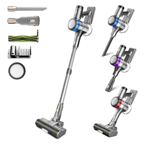 Dzaki S9X Vacuum Cleaners for Home,400W 50KPa Cordless Stick Vacuum Cleaner,Up to 55 Mins Runtime,Smart Induction Auto-Adjustment,Rechargeable Battery Vacuum Cordless for Carpet Floor Pet Hair(Gray)