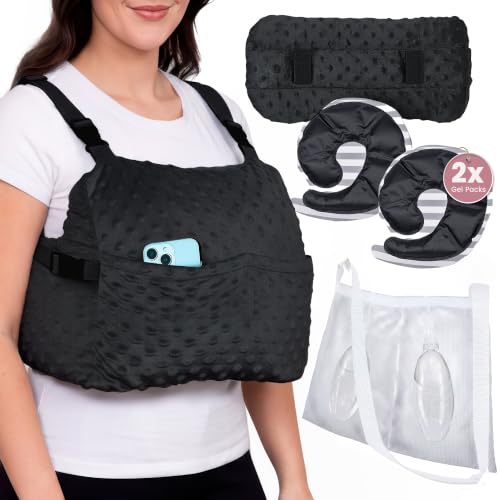 Zomaple 5 Piece Mastectomy Recovery Kit – Post Mastectomy Pillow with Strap, 2 Hot/Cold Gel Packs, Seat Belt Cover & Shower Lanyard, Breast Surgery Pillow for Augmentation & Reduction – Washable Cover