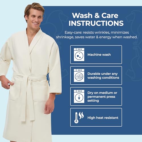 Image of Monarch Unisex Chamois Microfiber Shawl Hotel Robe - Soft Lightweight Fabric, Generously Sized Hotel & Spa Robe with Pockets