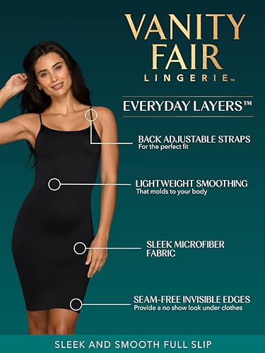 Vanity Fair Women's Shapewear Slip, Tummy Control Full Slip Cami Dress, Seamless Smoothing, Adjustable Spaghetti Strap4
