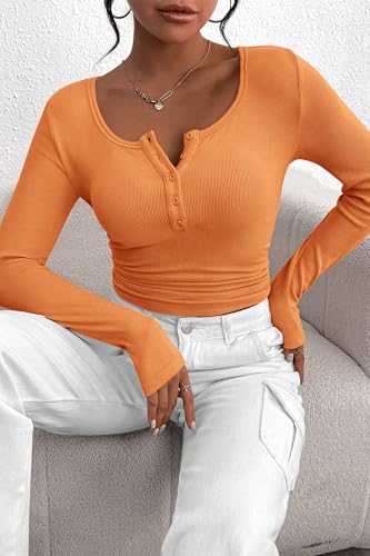 Image of PRETTYGARDEN Women's Fall Long Sleeve Henley T Shirts