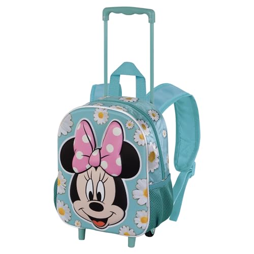 Disney Mickey Minnie-Mochila 3D con Ruedas Pequeña, 26 x 34 cm, Capacidad 12.5 L, Azul Spring
