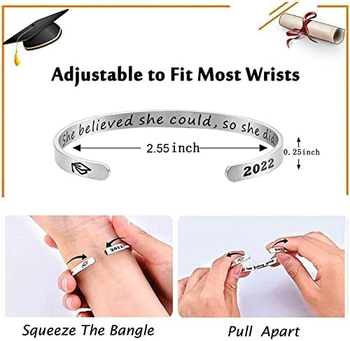 AFSTALR Inspirational Cuff for Womens Friendship Bangle Gifts for Motivational Cuff Bangle Stainless Steel Engraved Cuff for Sisters Mother Gifts Bracelet Birthday Graduation Present For 2023