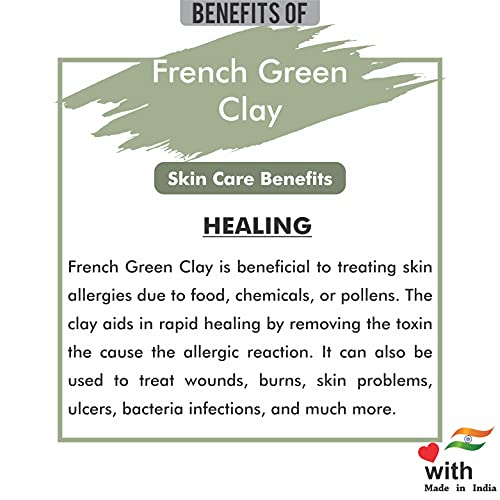 Image of French Green Clay (100% Natural & Pure, Chemicals Free) For Skin Repair, Face Pack & Glowing Skin - 180GM
